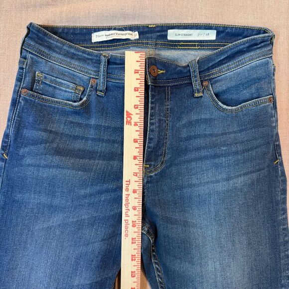 Pilcro by Anthropologie Slim Straight Jeans Women Size 28 Blue Raw Hem Medium - Picture 5 of 13